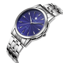 China Custom Logo Mineral Transparent Glass Stainless Steel Quartz Men Watches Round Case